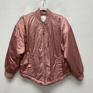 A New Day Pink Satin Full Zip Water Resistant Polyester‎ Bomber Jacket S $50 New